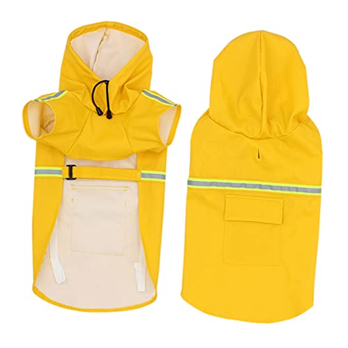 ibasenice Wasserdichter Reflektierender Hunderegenmantel mit Kapuze Elastisches Material Verschleißfest Sicher für Kleine bis Große Hunde für Outdoor bei Regen und Nacht Gelb XL von ibasenice