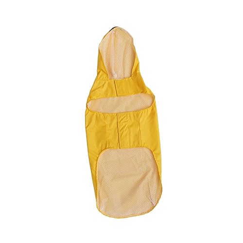 ibasenice Wasserdichter Reflektierender Hunderegenmantel mit Kapuze Verstellbar Atmungsaktiv für Große Hunde Nylon Outdoor Schutz Gelb Sicherer Regenschutz für von ibasenice