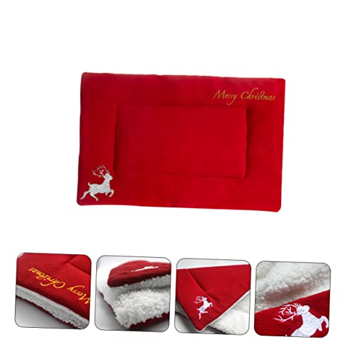 ibasenice Weihnachtliche Haustiermatte XL mit Gesticktem Hirschmuster Dickes Plüschmaterial Warme Schlafunterlage für Hunde und Katzen Kratzfest Kuschelig Weiche Komfortauflage ibasenice Weihnachtliche Haustiermatte XL mit Gesticktem Hirschmuster Dickes Plüschmaterial Warme Schlafunterlage für Hunde und Katzen Kratzfest Kuschelig Weiche Komfortauflage von ibasenice