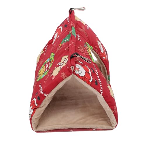 ibasenice Weihnachtliches Papageien Nest aus Reiner Baumwolle Gepolstert Großes Hängendes Vogelschlafhaus mit Rundem Eingang Warmes Vogelhängematte für Wellensittiche und Nymphensittiche von ibasenice