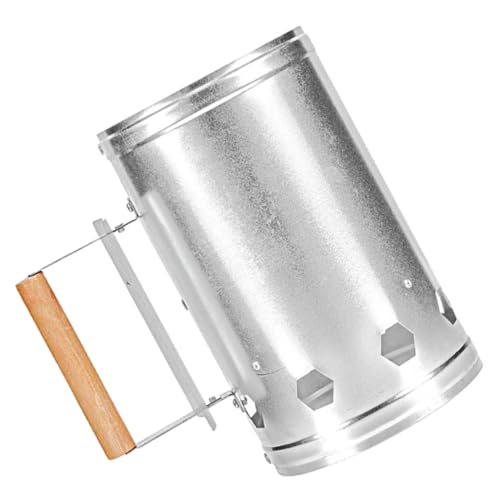 ibasenice Zündfass Kohle tragbar Camping Grillkamin Feuereimer Grillzange holzspalter Kaminanzünderkorb Outdoor-Grillwerkzeug Anzündkamin Grillstarter kann Metall Silver von ibasenice