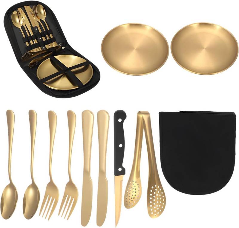 ibettertec Besteck-Set Besteck-Set,Besteckset für 2 Personen,10 teilig Edelstahl Besteck set, Edelstahl, Essbesteck mit Messer Gabel Löffel, Tafelmesser von ibettertec