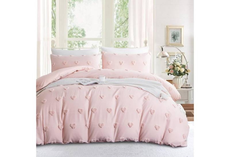 ibettertec Bettwäsche Böhmen Bettwäsche Getuftet Herz Boho Stickerei Shabby Chic 135x200cm, Microfaser Weiche Bettbezug mit Reißverschluss und Kissenbezug 80x80cm ibettertec Bettwäsche Böhmen Bettwäsche Getuftet Herz Boho Stickerei Shabby Chic 135x200cm, Microfaser Weiche Bettbezug mit Reißverschluss und Kissenbezug 80x80cm von ibettertec