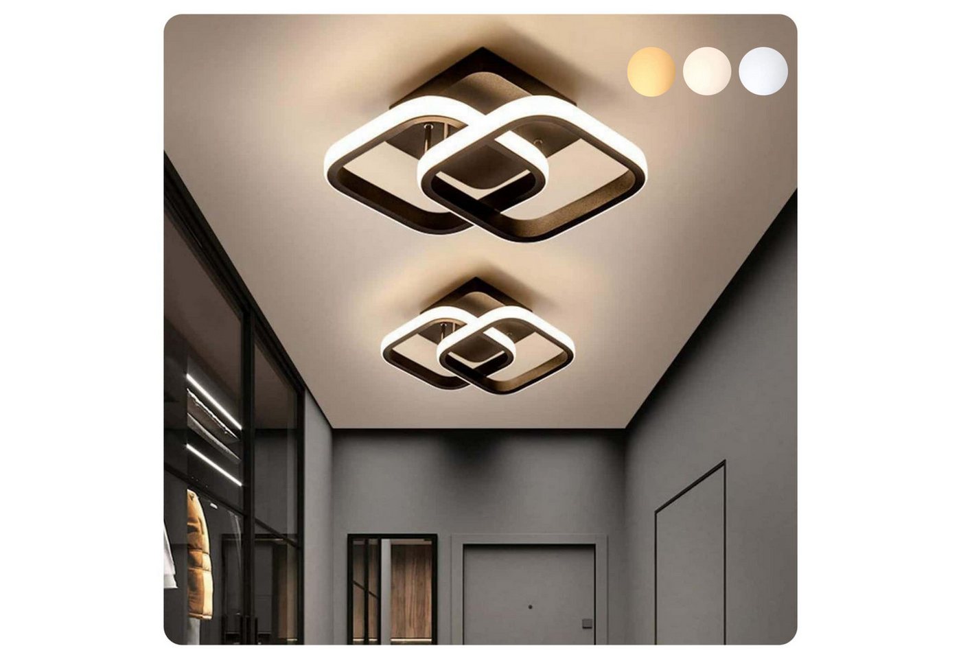 ibettertec Deckenleuchten LED Dimmbar Deckenleuchte 3-Farbige Decken-Lampe, LED fest integriert, Warmweiß, Neutralweiß, Kaltweiß, Wohnzimmer Flur Eingang ibettertec Deckenleuchten LED Dimmbar Deckenleuchte 3-Farbige Decken-Lampe, LED fest integriert, Warmweiß, Neutralweiß, Kaltweiß, Wohnzimmer Flur Eingang von ibettertec