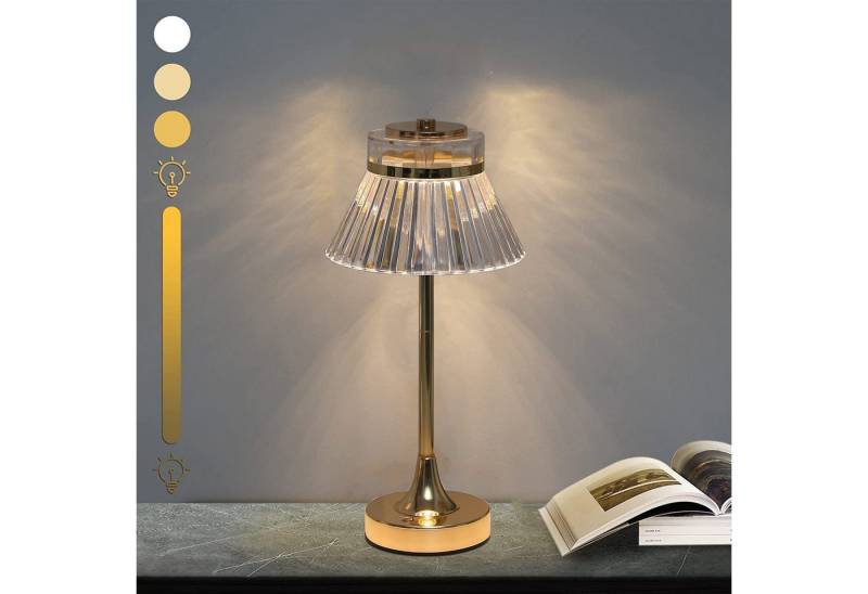 ibettertec LED Nachttischlampe Drei Farben LED Kristall Schreibtischlampe, Touch gesteuert, 3-Wege dimmbare Nachttischlampe, Dekorative LED Lampe für Schlafzimmer,Wohnzimmer von ibettertec