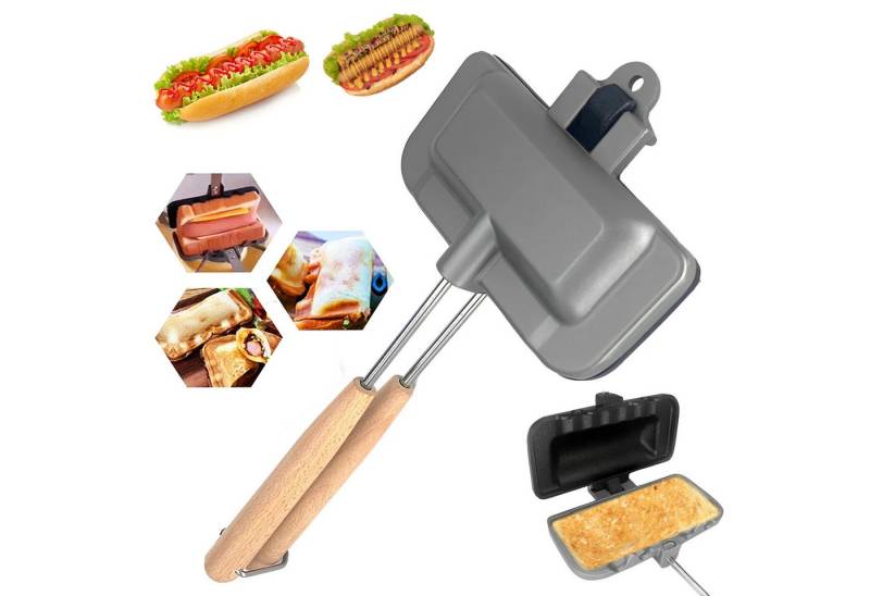 ibettertec Pancakeplatten Waffelplatten Waffelmaker Waffelbackform Antihaft Pancake Maker, (mit bequemem langen Griff, mit Sicherungsring), 1-St, leicht zu tragen und zu reinigen For Camping Picnics – Versatile von ibettertec