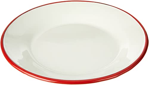 IBILI Teller flach 22 cm aus emailliertem Stahl in weiß/rot, 22 x 22 x 5 cm von IBILI