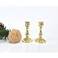 2 Mini Kerzenständer Aus Messing Vintage Kerzenleuchter Leuchter Home Decor Mid Century Kerzenhalter Shabby Cottage von ibkas