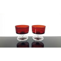 2 Vintage Luminarc Rubin Rot Gläser Kavalier Made in France Weingläser Teelichter Varrerie D'arques 60-Er 70-Er Boho Deko von ibkas