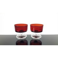 2 Vintage Luminarc Rubin Rot Gläser Kavalier Made in France Weingläser Teelichter Varrerie D'arques 60-Er 70-Er Boho Deko von ibkas