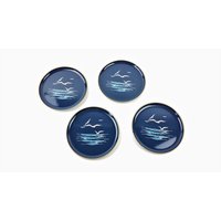 4 Vintage Untersetzer Set Aus Kunststoff Glasuntersetzer Mid Century Boho Blau von ibkas