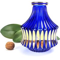 Blumenvase/Vase Aus Glas Indigo Blau Gold Kobalt Vintage Op Art Deco Stil Boho von ibkas