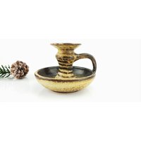 Kerzenständer Kerzenleuchter Kerzenhalter Aus Keramik Braun Boho Deko Mid Century Leuchter 50-Er Jahre Studio von ibkas