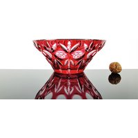Kristall Schale Cranberry Rot Schüssel Obstschale Vintage Glas Kristallschale von ibkas