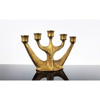 Messing Kerzenständer Gilde Kerzenleuchter Kandelaber Mid Century Brutalismus von ibkas