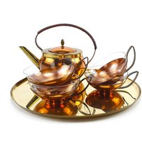 Mid Century Teeservice Teetassen Mit Tablett Und Kanne 50-Er/ 60-Er Jahre Tee Set Kupfer Teegeschirr Boho Vintage Weihnachten von ibkas