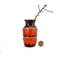 Vintage Keramik Vase Von Scheurich Mid Century Boho Rot 50-60-Er Jahre West Germany von ibkas