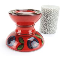 Vintage Kerzenständer Kerzenleuchter Kerzenhalter Aus Keramik Rot Boho Deko Mid Century Leuchter 70-Er Jahre von ibkas