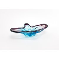 Vintage Murano Schale Glas - Blau/ Lila Handarbeit Glaskunst Glasschale Italy von ibkas