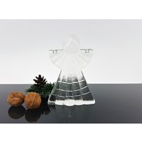 Vintage Weihnachtsengel Aus Glas/Eisglas Kerzenhalter Glaskunst von ibkas