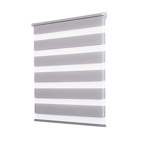 Doppelrollo Klemmfix ohne Bohren - 45 x 110 cm,Grau lichtdurchlässig & Blickdicht - Duo Klemmrollos für Fenster ohne Bohren - Stoffbreite 41 cm von ibobu