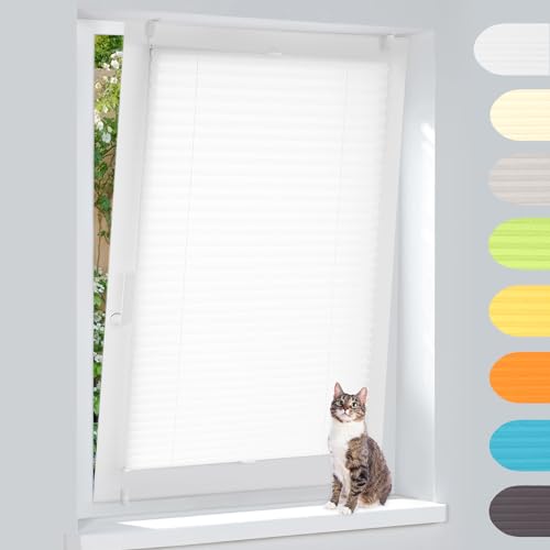 Plissee ohne Bohren Plissees Klemmfix Die Aluleisten weiß 40x120cm Easyfix Plisseeroll Rollo für Fenster Einfache Montage Sichtschutz und Sonnenschutz von ibobu