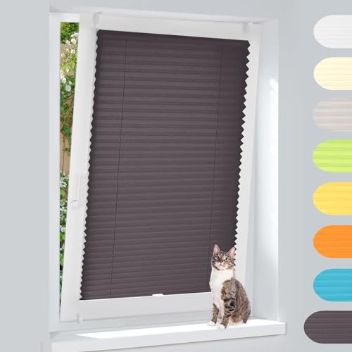 Plissee ohne Bohren Plissees Klemmfix Die Aluleisten,Anthrazit 100x120cm Easyfix Plisseeroll Rollo für Fenster Einfache Montage Sichtschutz und Sonnenschutz von ibobu