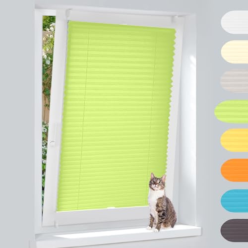 Plissee ohne Bohren Plissees Klemmfix Die Aluleisten,Grün 35x120cm Easyfix Plisseeroll Rollo für Fenster Einfache Montage Sichtschutz und Sonnenschutz von ibobu