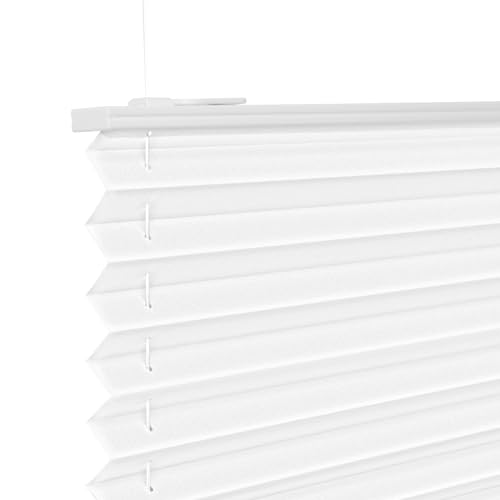 Plissee ohne Bohren Weiß 75x200cm Plissee Klemmfix Version Plisseerollo Sichtschutz und Sonnenschutz Blickdicht Easyfix lichtdurchlässig Rollo für Fenster & Tür von ibobu