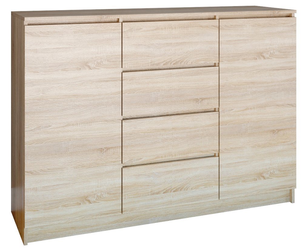 ibonto Nachtkommode Sideboard mit 4 Schubladen & 2 Türen für Schlafzimmer, Wohnzimmer von ibonto