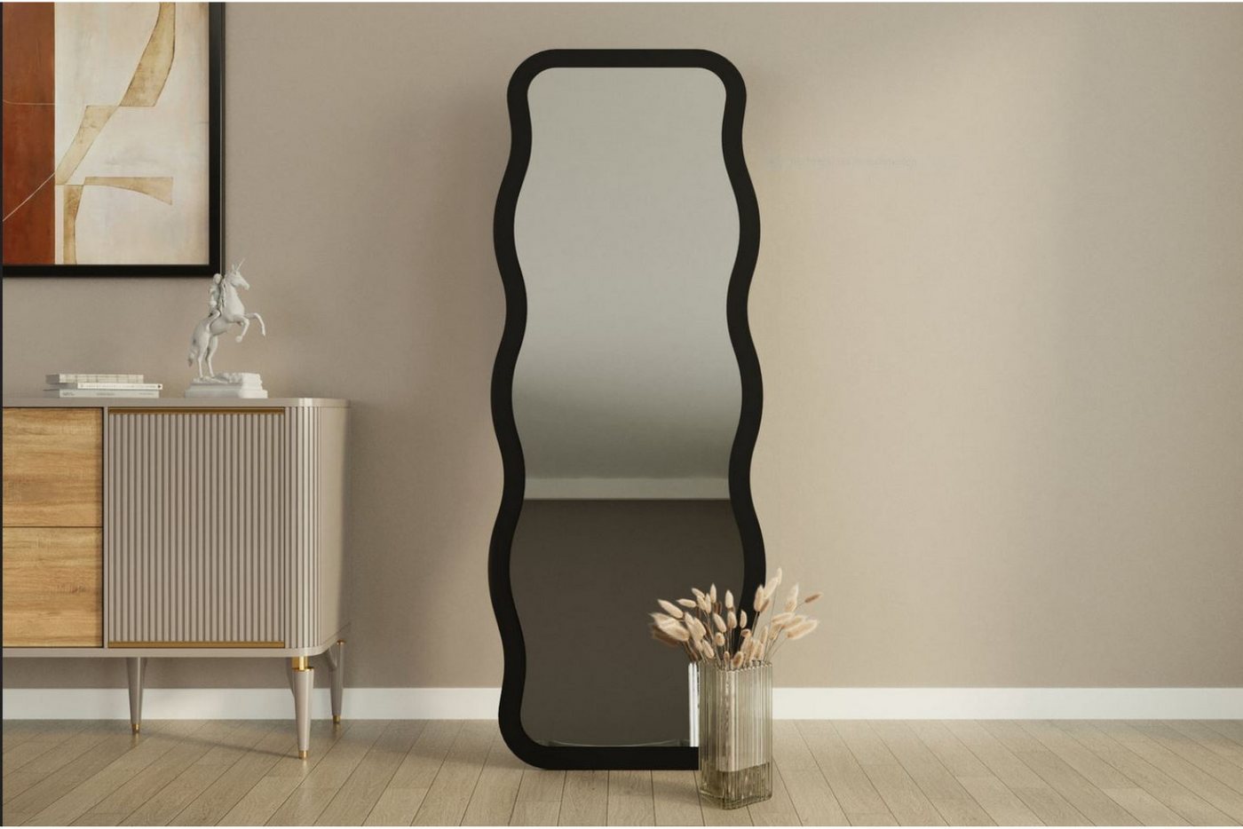 ibonto Standspiegel Design Ganzkörperspiegel Wellenform,freistehend oder Wandmontage ibonto Standspiegel Design Ganzkörperspiegel Wellenform,freistehend oder Wandmontage von ibonto