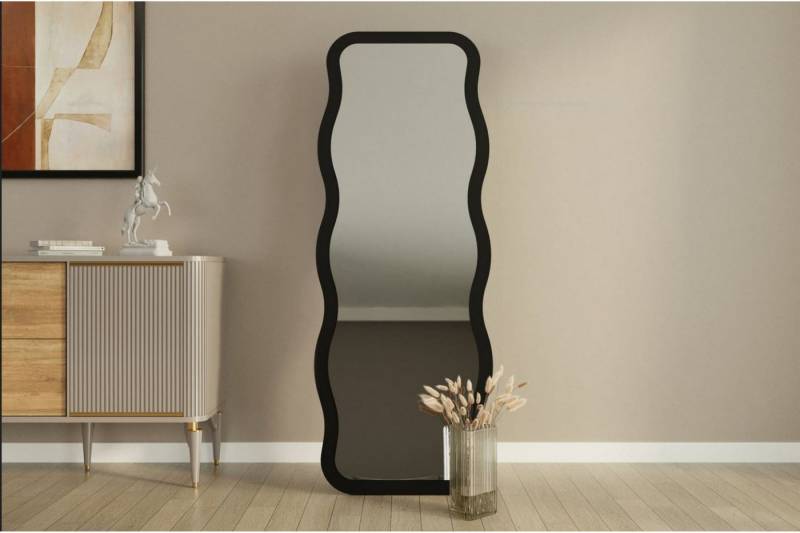 ibonto Standspiegel Design Ganzkörperspiegel Wellenform,freistehend oder Wandmontage von ibonto