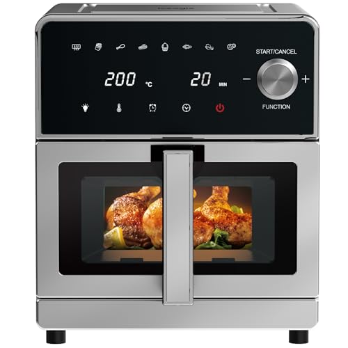 iceagle Heißluftfritteuse XXL 8L - 2100W Airfryer mit Ober- und Unterhitze | Heissluftfritteuse mit Fenster, 8-in-1-Multifunktion, 360°-Metalldesign, Touchscreen, Rezepte für einfaches Frittieren von iceagle