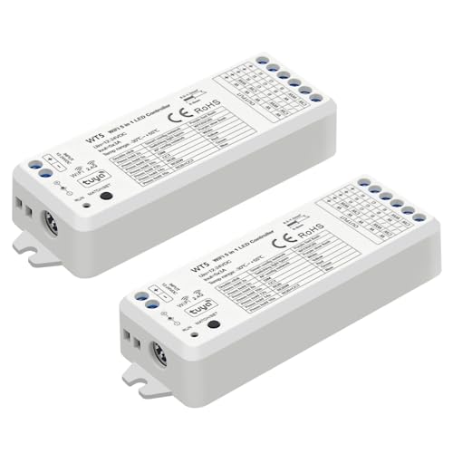 icever WT5 2er-Pack LED-Controller, WLAN, kabellos, RGBW, 2,4 GHz, kompatibel mit Tuya, Echo, Smart Life, RF-Fernbedienung für Innenbeleuchtung Premium (ohne Stromversorgung) von icever