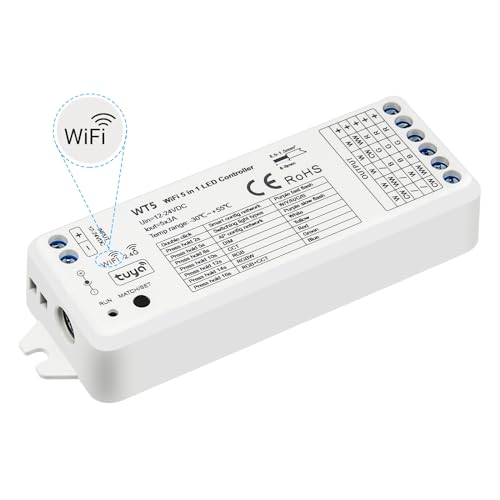 icever WT5 LED-Controller, kabellos, RGBW, Innenbereich, 2,4 GHz, kompatibel mit Tuya/Echo/Smart Life, RF-Fernbedienung, hochwertige Beleuchtung (ohne Stromversorgung) von icever