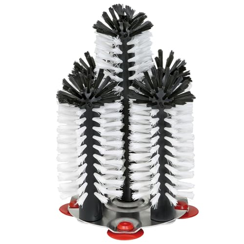 Delfin Gläserspülbürstengarnitur 4 x 18 cm + 1 x 25 cm mit Metallbodenplatte von ich-zapfe
