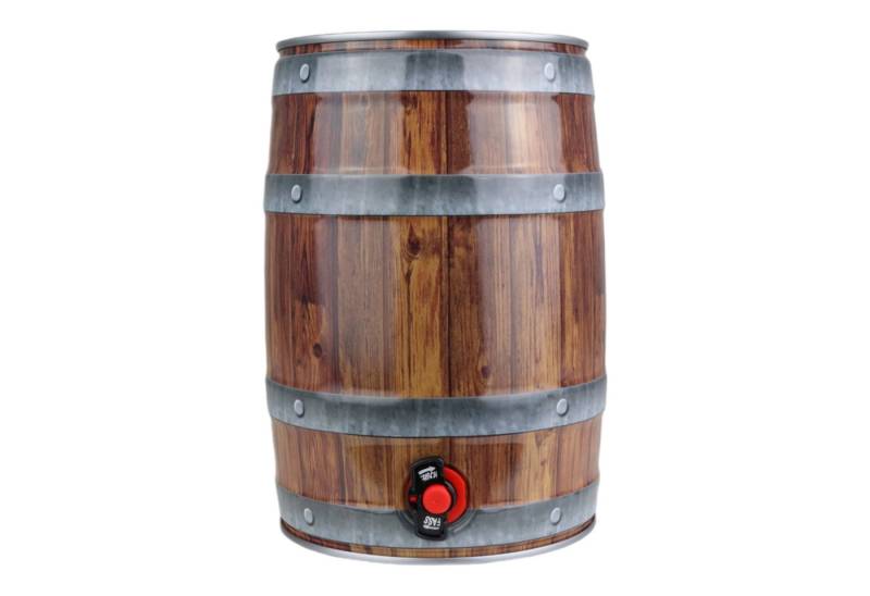 ich-zapfe Getränkespender 5L Partyfass mit Zapfhahn, Holzoptik von ich-zapfe