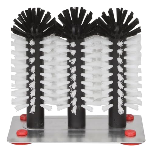 ich-zapfe Gläserspülbürsten mit METALLBODEN 3 Bürsten á 18cm auf Einer Metallplatte von ich-zapfe