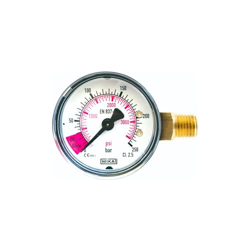 ich-zapfe Manometer Druckluft - Inhaltsmanometer mit roten Bereich für CO2-Ende, 1/4' AG - Druckluftmanometer - Druckanzeige für CO2-ende von ich-zapfe