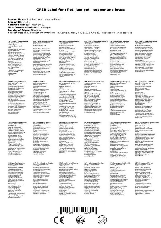 ich-zapfe Kochtopf Topf, Marmeladentopf - Kupfer und Messing, Durchmesser: 10 cm ich-zapfe Kochtopf Topf, Marmeladentopf - Kupfer und Messing, Durchmesser: 10 cm von ich-zapfe