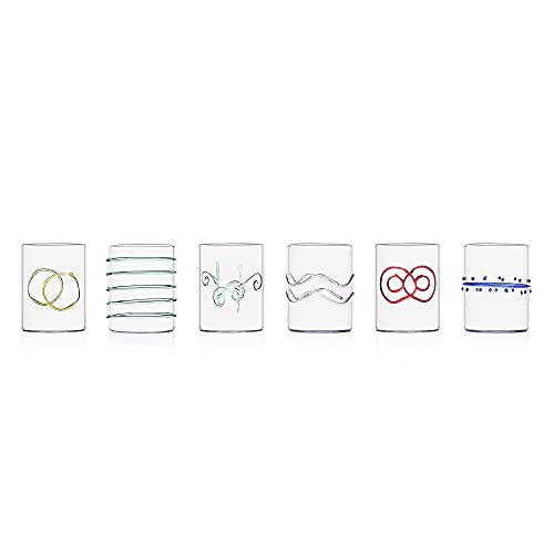 Ichendorf Milano 09352.007Ar Set mit 6 Wassergläsern aus Glas, 30 cl, sortiert Kollektion Decò Harlekin von Ichendorf Milano