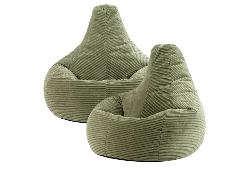 icon Sitzsack 2er Set Sessel mit Liege aus Cord „Dalton“, Sitzsack XXL Gaming Sitzsack, Made in Germany, für Erwachsene & Kinder von icon