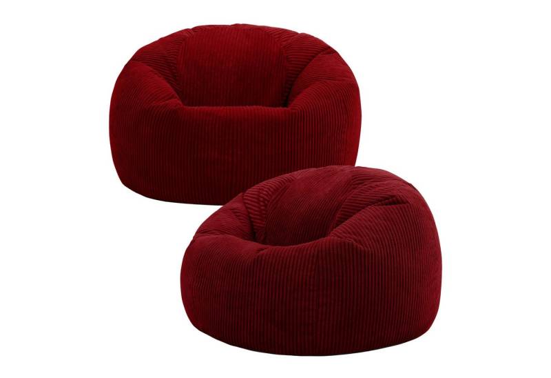 icon Sitzsack Erwachsene 2er Set Klassischer Sitzsack aus Cord „Kingston“, 85x50cm, Made in Germany, für Erwachsene & Kinder, mit Füllung von icon