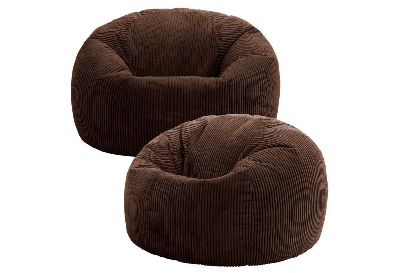 icon Sitzsack Erwachsene 2er Set Klassischer Sitzsack aus Cord „Kingston“, 85x50cm, Made in Germany, für Erwachsene & Kinder, mit Füllung von icon