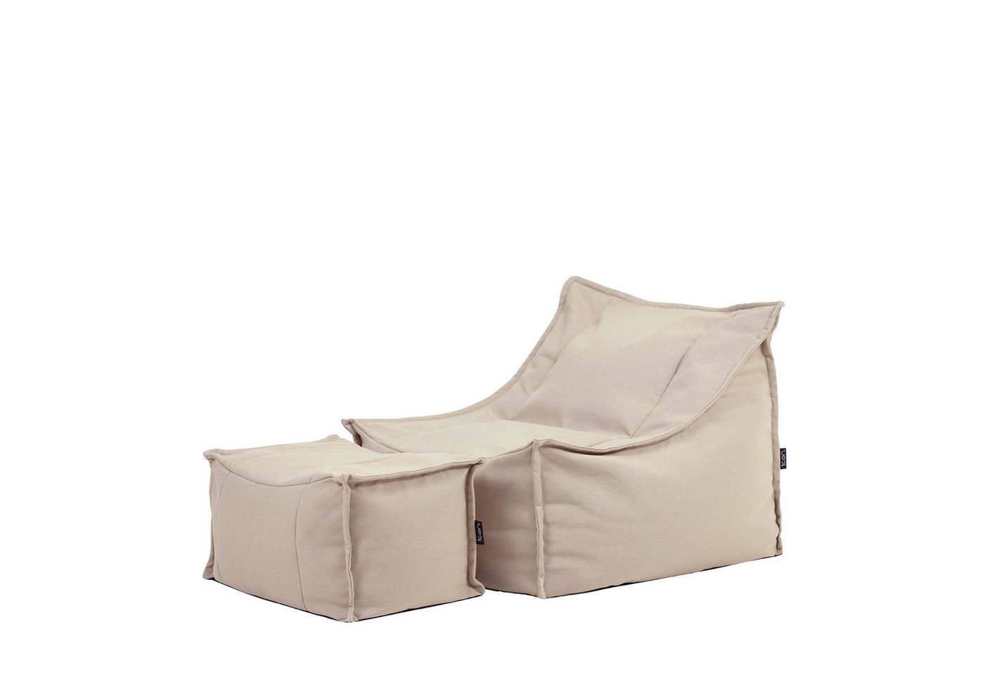 icon Sitzsack Erwachsene Sessel und Fußhocker aus Olefin für den Außenbereich „Alto" (Spar-Set, 1 x Sitzsack-Sessel, 1 x Fußhocker), Sitzsack XXL, Made in Germany, für Erwachsene & Kinder, mit Füllung von icon