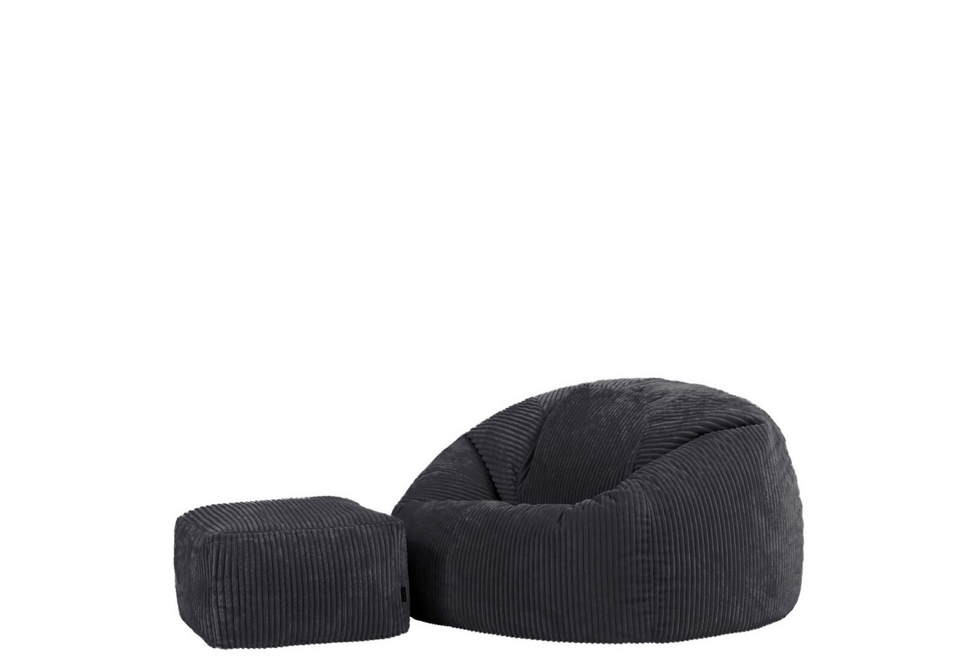 icon Sitzsack Erwachsene XXL mit Hocker aus Cord „Kingston“ (Spar-Set, 1 x Sitzsack XXL, 1 x Fußhocker), Sitzsack XXL, Made in Germany, für Erwachsene & Kinder, für Wohnzimmer von icon
