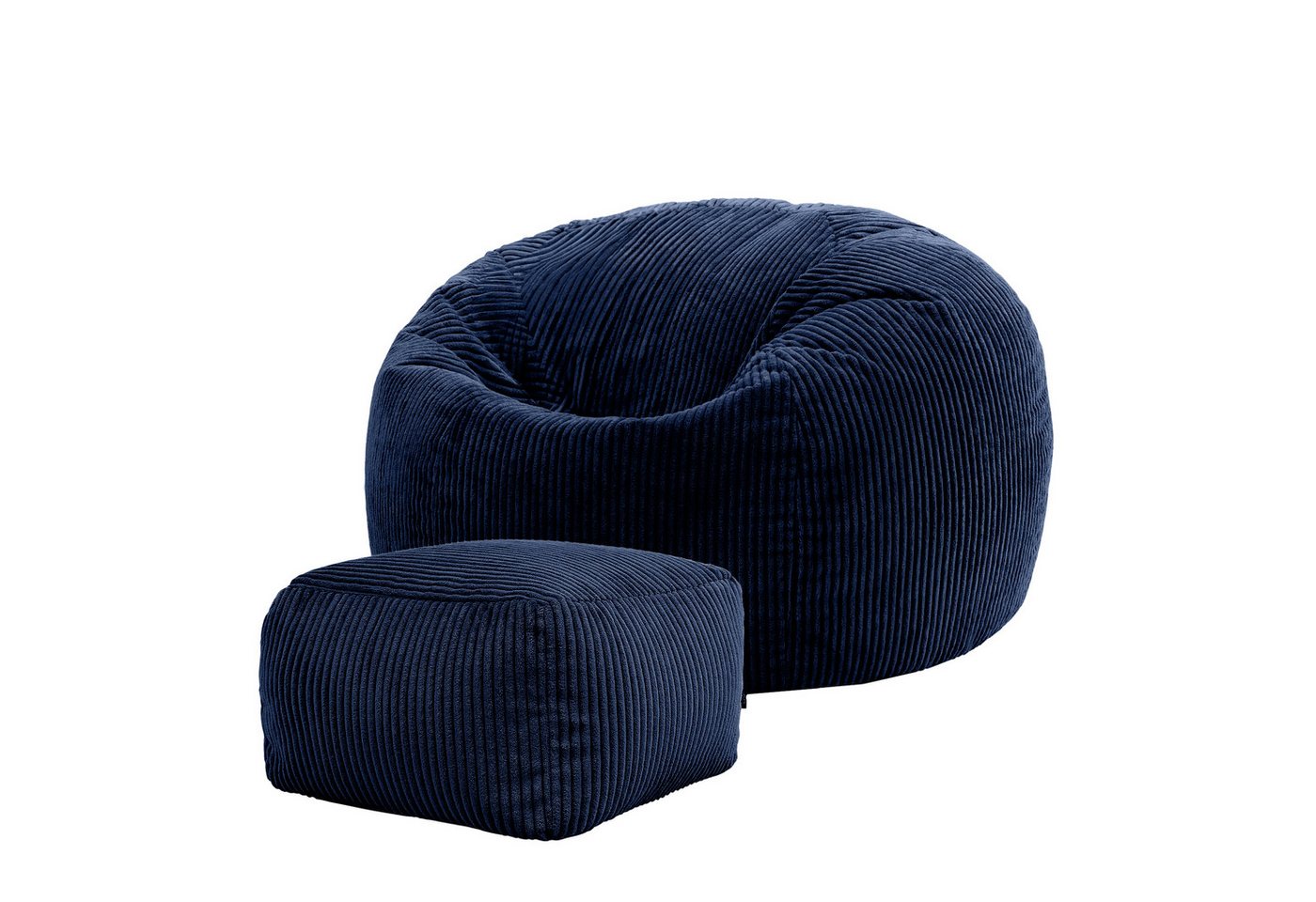 icon Sitzsack Erwachsene aus Cord „Kingston“ mit Hocker (Spar-Set, 1 x Sitzsack, 1 x Fußhocker), 85x50cm, Made in Germany, für Erwachsene & Kinder von icon