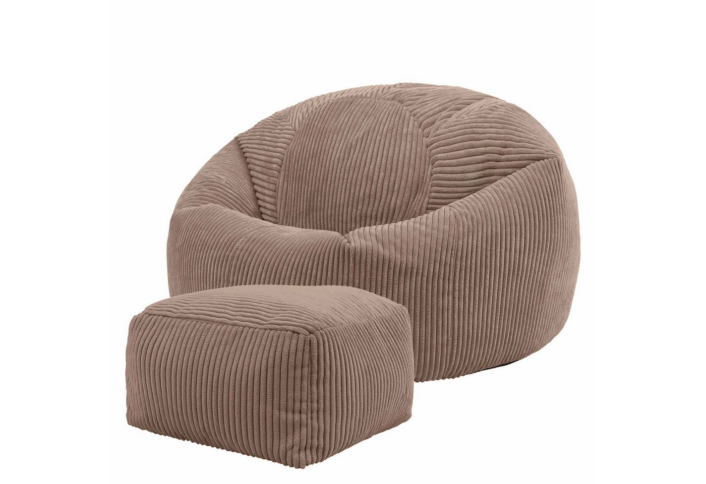 icon Sitzsack Erwachsene aus Cord „Kingston“ mit Hocker (Spar-Set, 1 x Sitzsack, 1 x Fußhocker), 85x50cm, Made in Germany, für Erwachsene & Kinder von icon