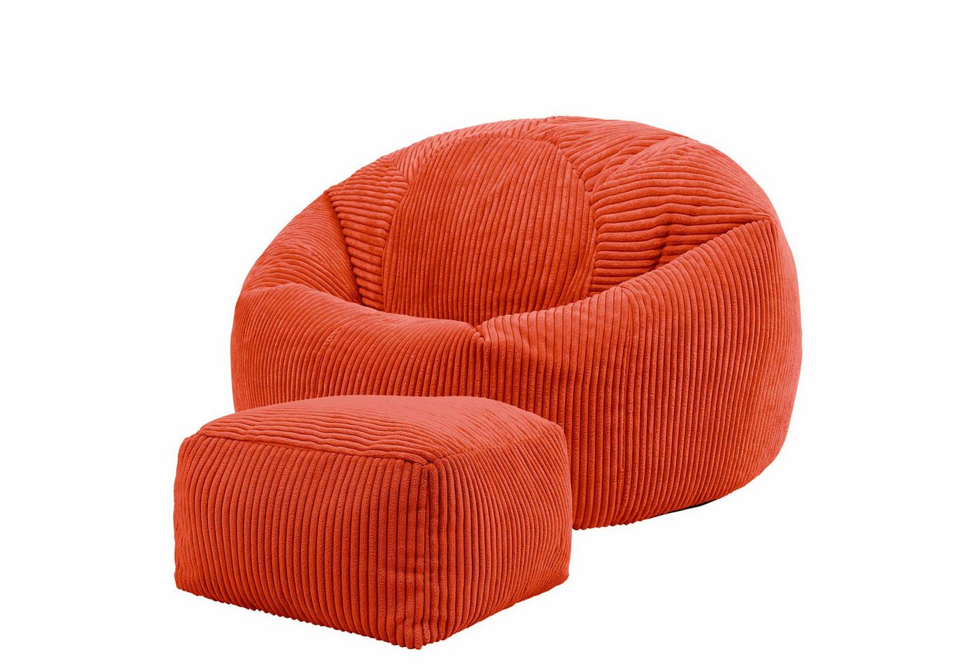icon Sitzsack Erwachsene aus Cord „Kingston“ mit Hocker (Spar-Set, 1 x Sitzsack, 1 x Fußhocker), 85x50cm, Made in Germany, für Erwachsene & Kinder von icon