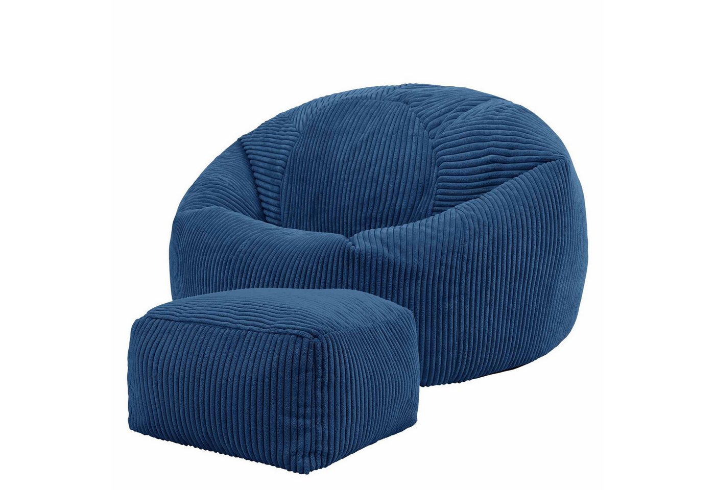 icon Sitzsack Erwachsene aus Cord „Kingston“ mit Hocker (Spar-Set, 1 x Sitzsack, 1 x Fußhocker), 85x50cm, Made in Germany, für Erwachsene & Kinder von icon